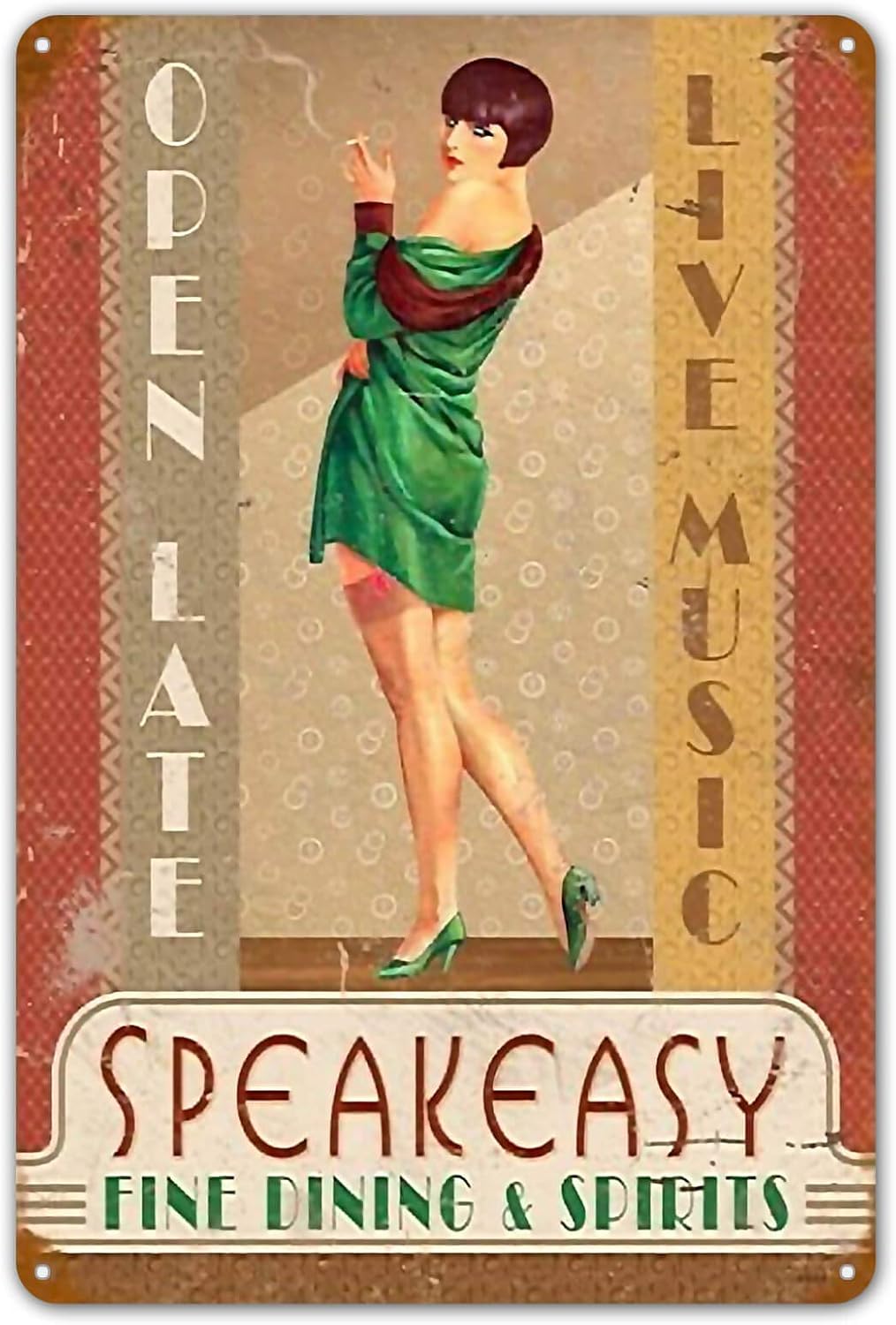 Home Bar And Coffee - Speakeasy Vintage Tin Metal Sign Pin-Up