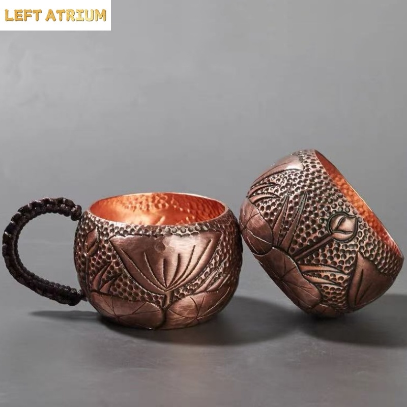 Mule Copper Mug - Pure Copper Coffee Mug,Handcrafted Engraving Flower
