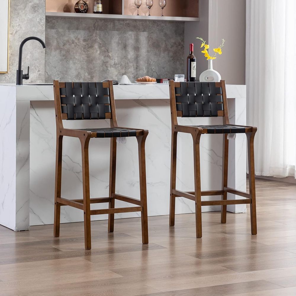 Home Bar Stools - Set of 2 Wooden Bar Stools,