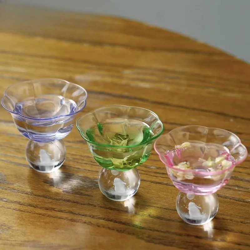 Highball Glass Set - 95ml Boutique Crystal Glass Flower Teacup
