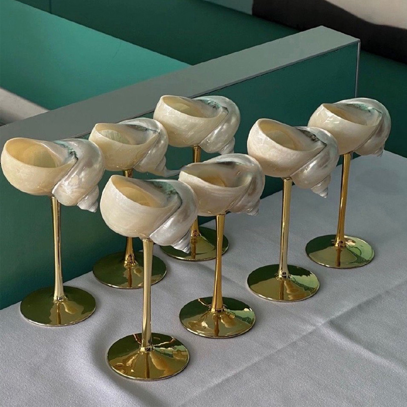 Home Bar And Cabinet - Natural Conch Wine Glass Bar and