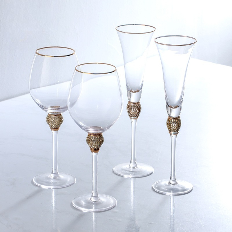 Highball Glass Set - Luxury Diamond Gold Rim Highball Glass