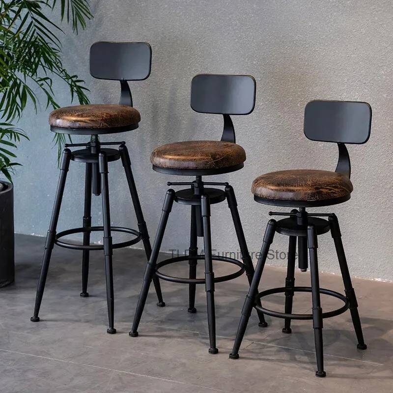 Home Bar Seating - Retro Iron Bar Chair Counter Stools