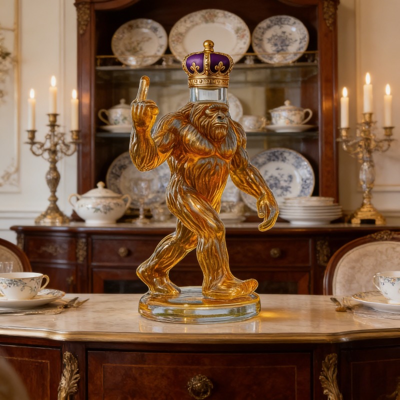 Home Bargains - Funny Bigfoot Crown Whiskey Decanter, Novelty