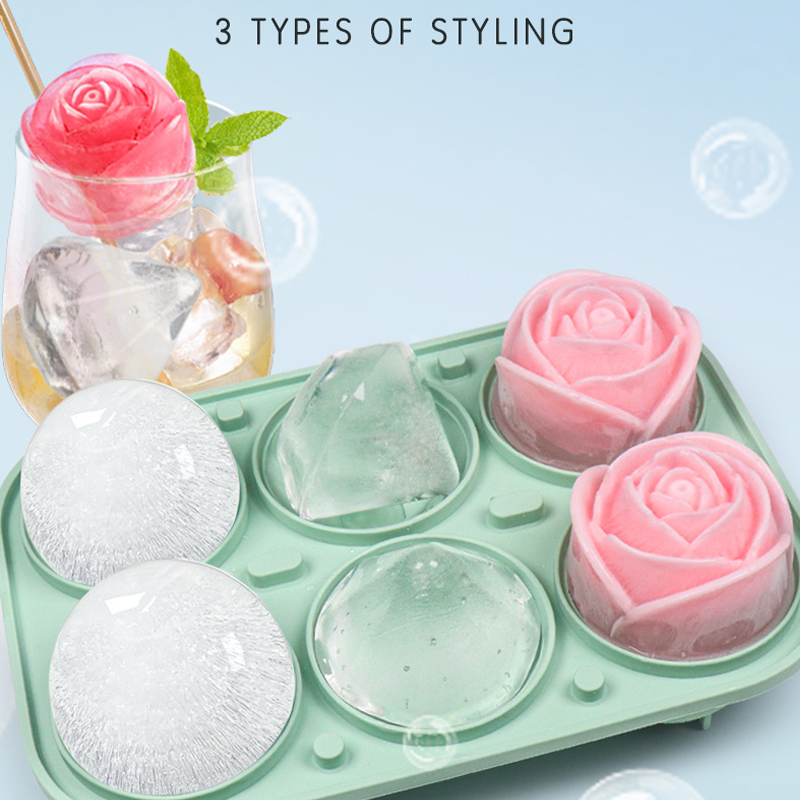 Ice Mold Sphere - 3D Rose Diamond Round Ice Cube