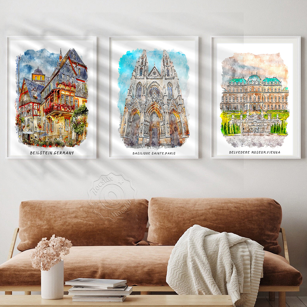 Home Barcelona - Watercolor Print, World Travel Poster, Spain