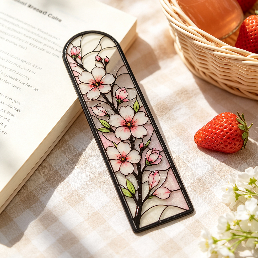 Old Fashioned Glass - Vintage Floral Acrylic Bookmark, Stained Glass