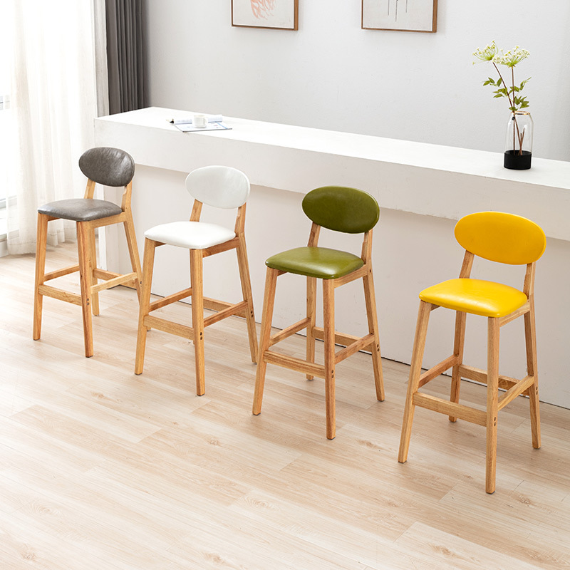 Home Bar Stools - Simple solid wood bar chair, dining