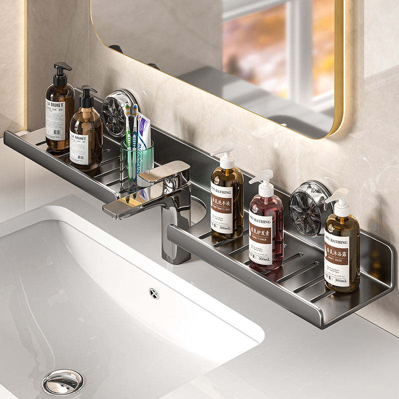 Home Bar Sink - Suction Cup Mirror Front Bathroom Shelf