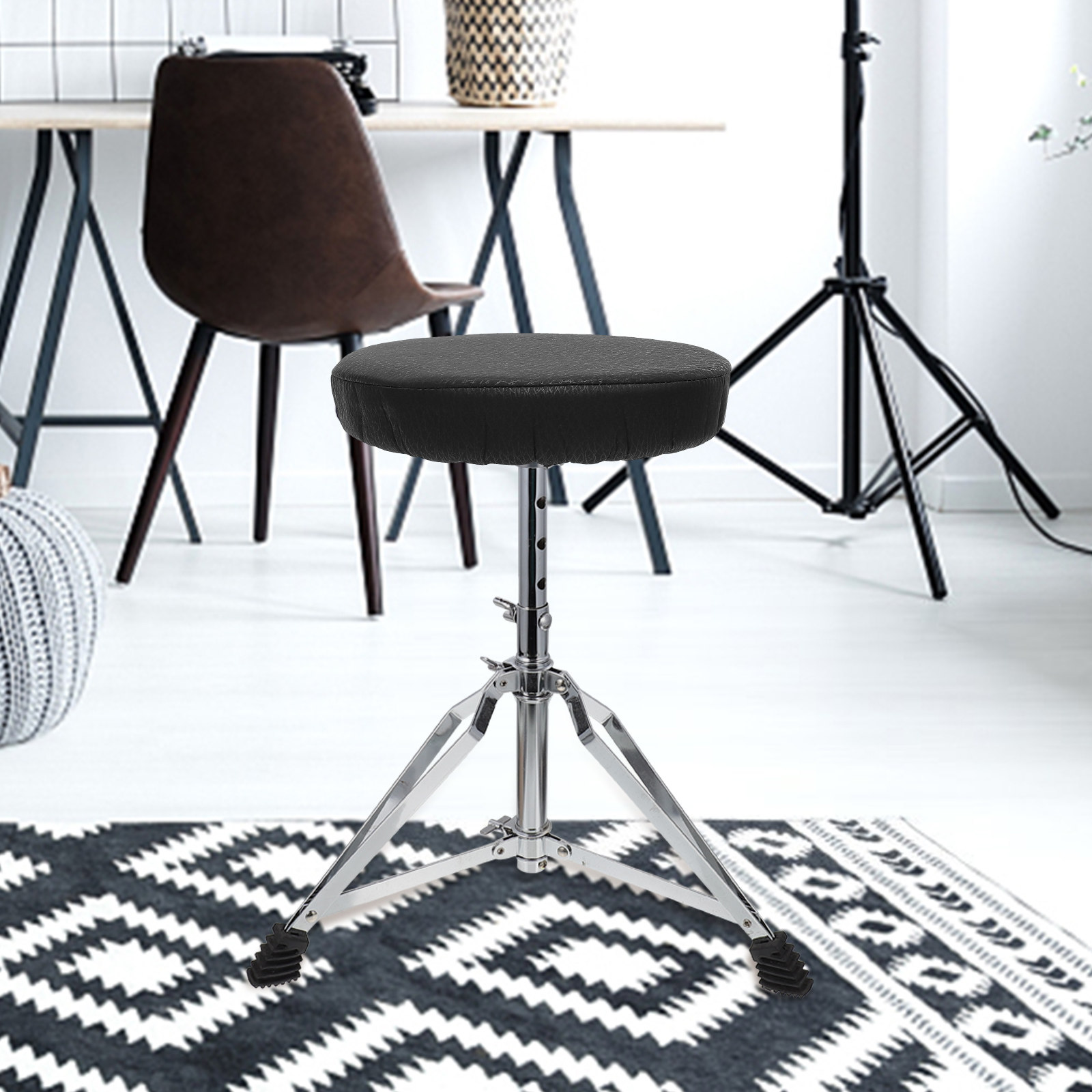 Home Bar Stools - Elastic Thick Black Round Stool Cover