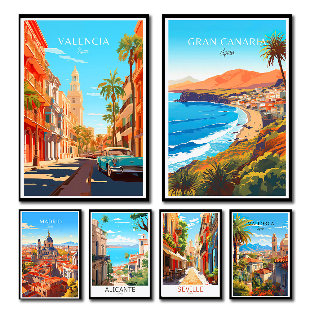 Home Barcelona - Spain Travel Poster Paris Gran Canaria
