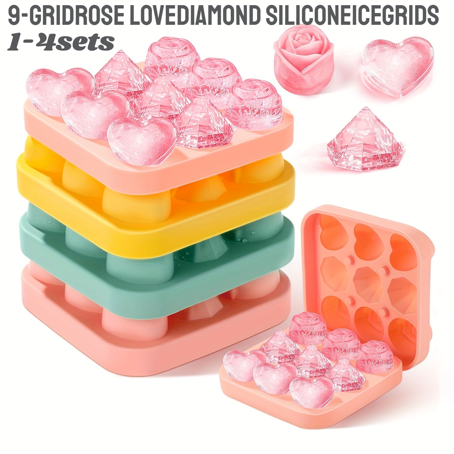 Citrus Juicer Bar - 4pcs Rose Heart Diamond Ice Cube