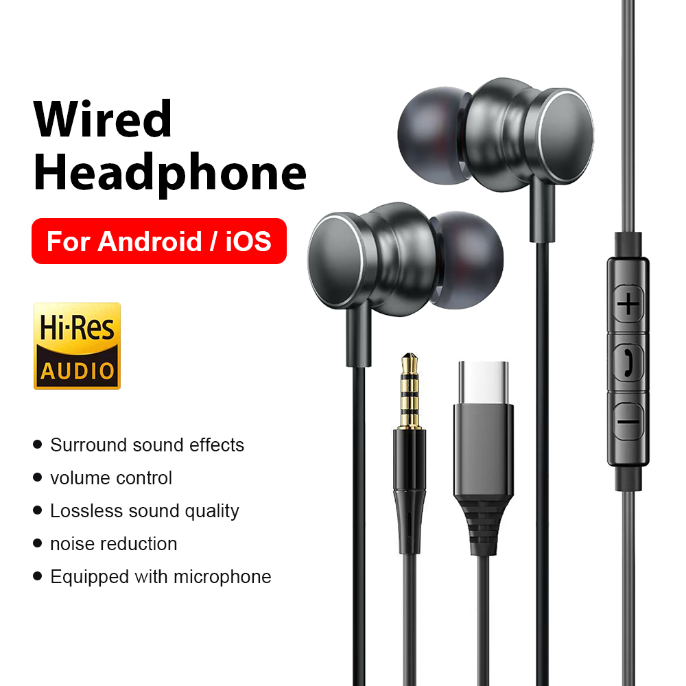 Home Bar Iphone - Type C Wired Headphones 3.5mm HiFi