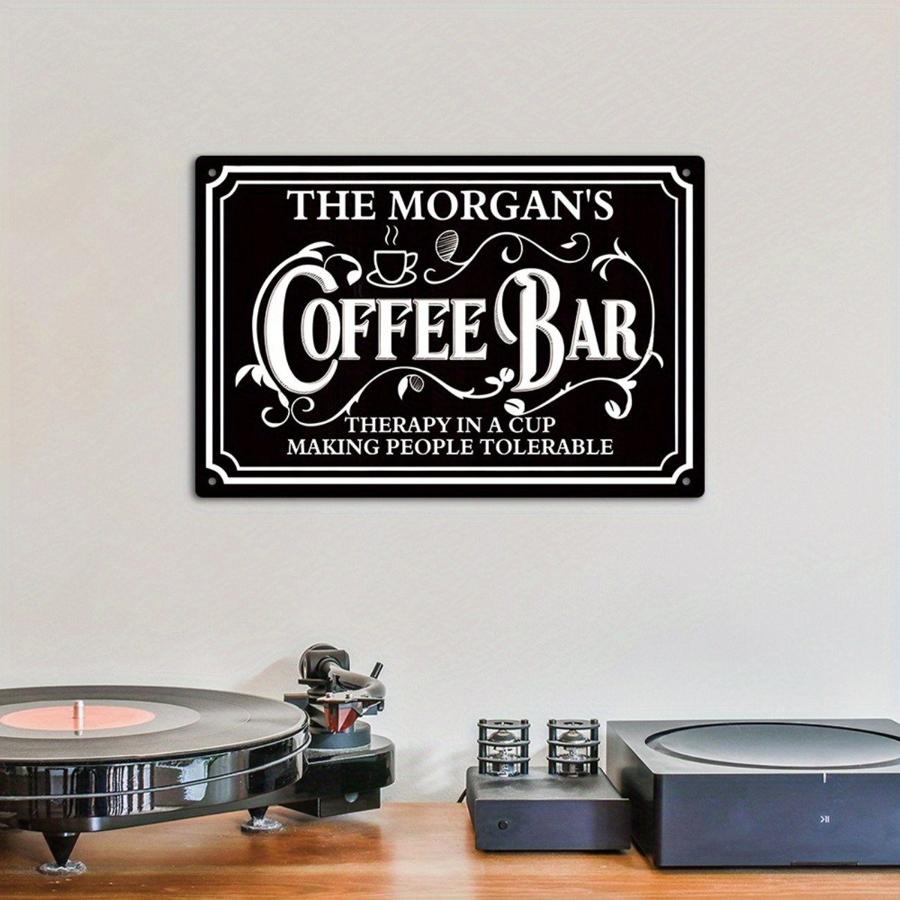 Home Bar And Coffee - 1pc Personalized The Morgan's Coffee Bar