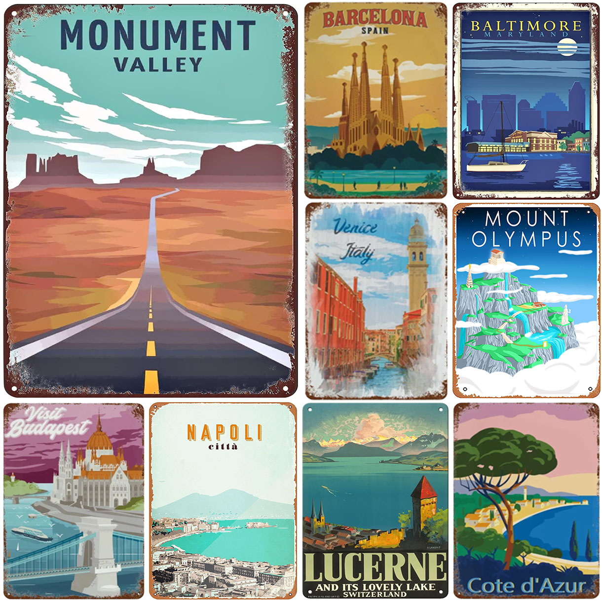 Home Barcelona - Vintage Travel Metal Sign Retro City