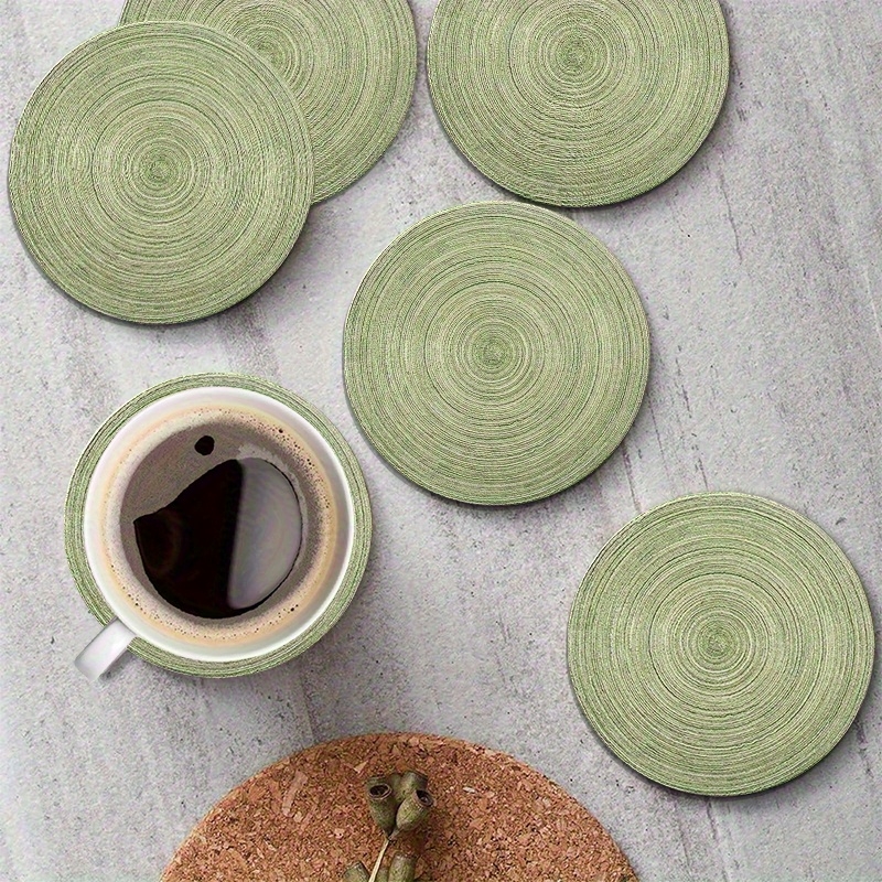 Old Fashioned Glass - 6pcs 4in Round Retro Green Growth