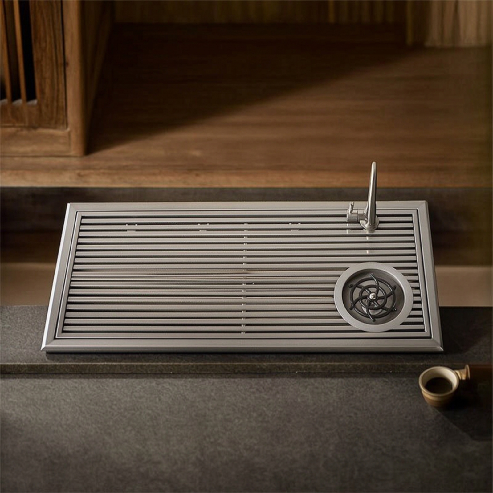 Modern Inset Tea Tray with Dra - Home Bar And Counter recension och pris