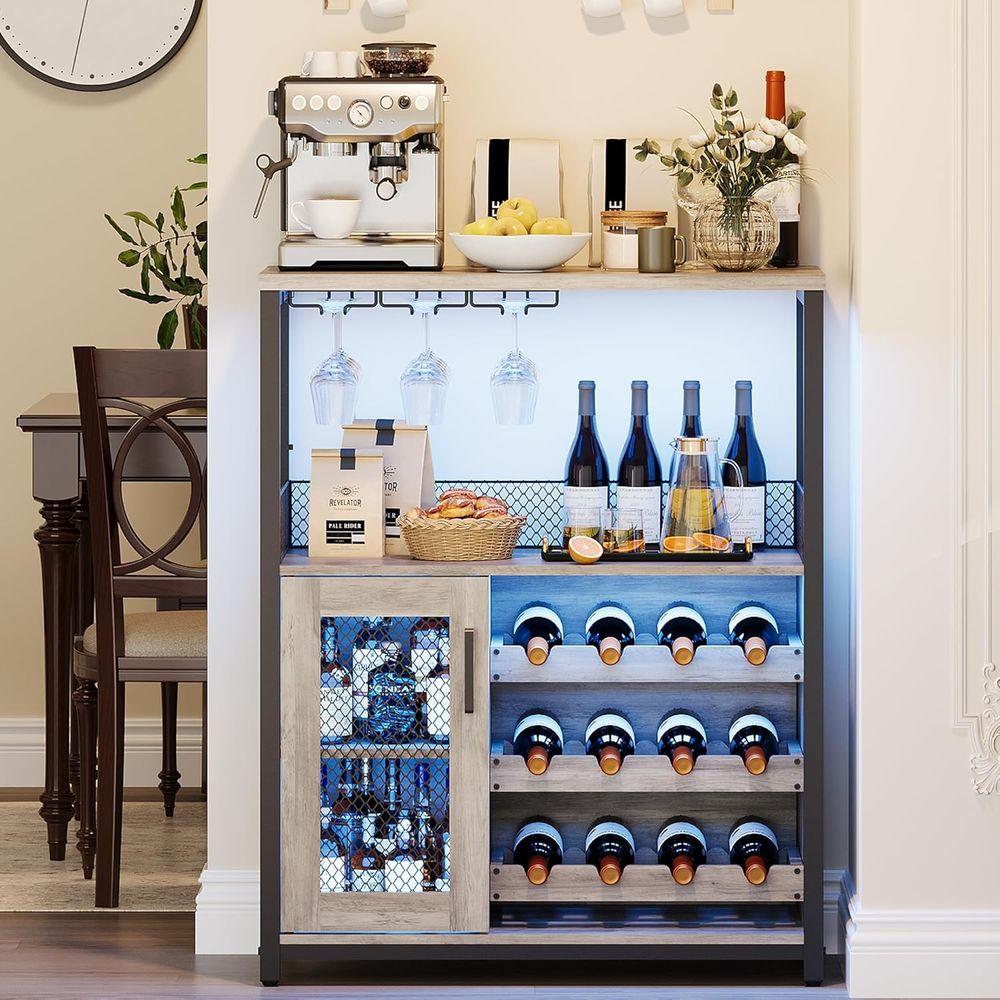 Industrial-Style LED-Lit Wine  - Home Bar And Cabinet recension och pris
