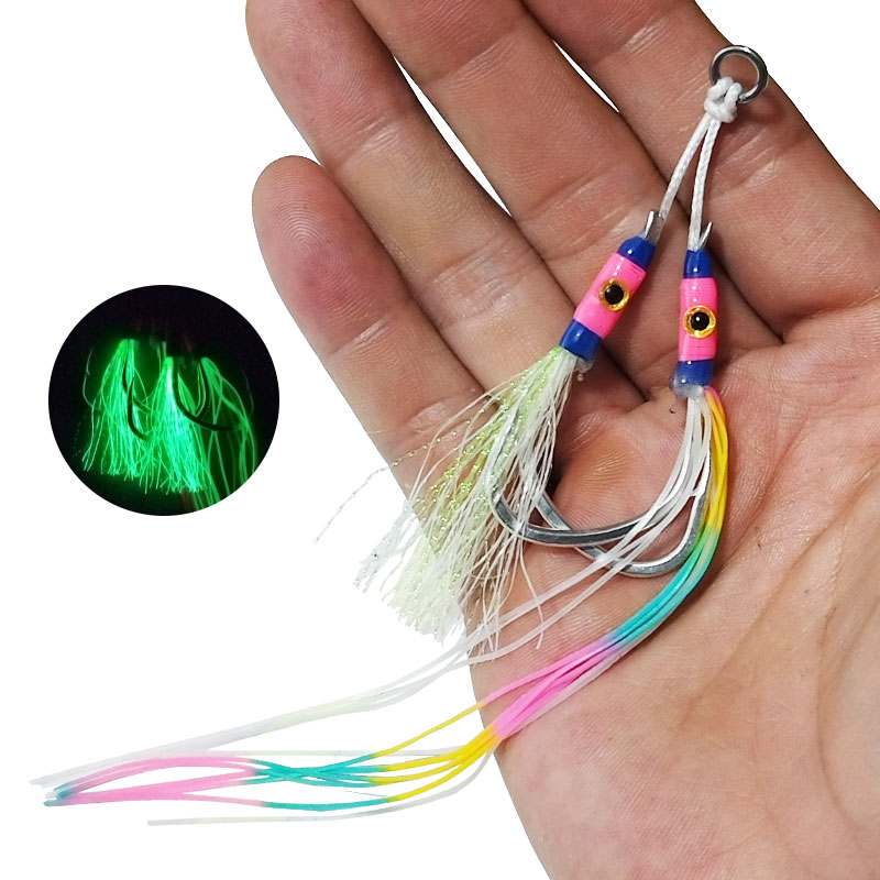 2Pairs/bag Glow Jig Lure Hooks - Jigger Double Sided recension och pris