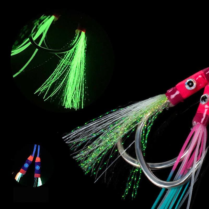 2Pairs/bag Glow Jig Lure Hooks - Jigger Double Sided recension och pris