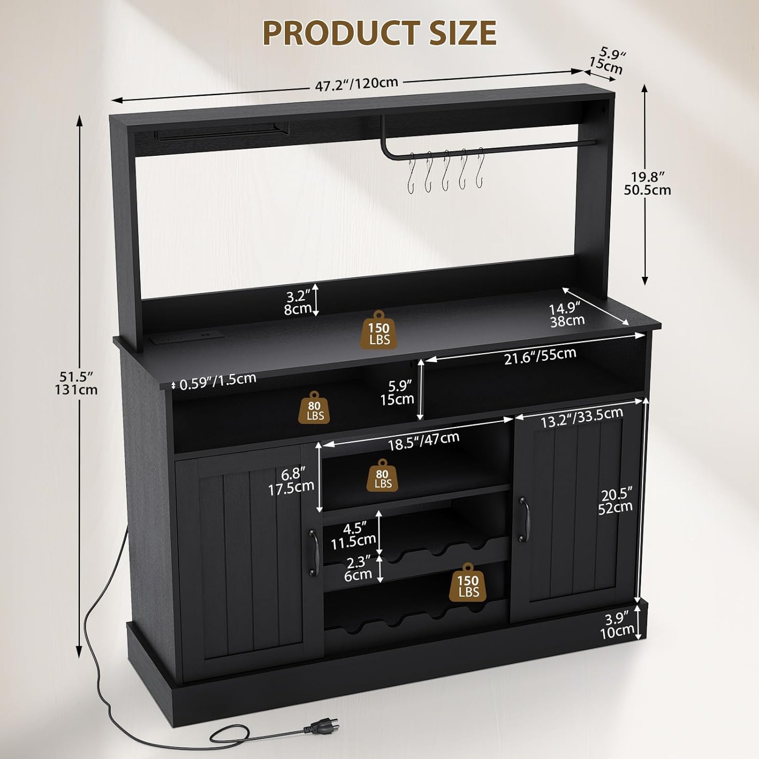 47 in Farmhouse Coffee Bar Cab - Home Bar And Cabinet recension och pris