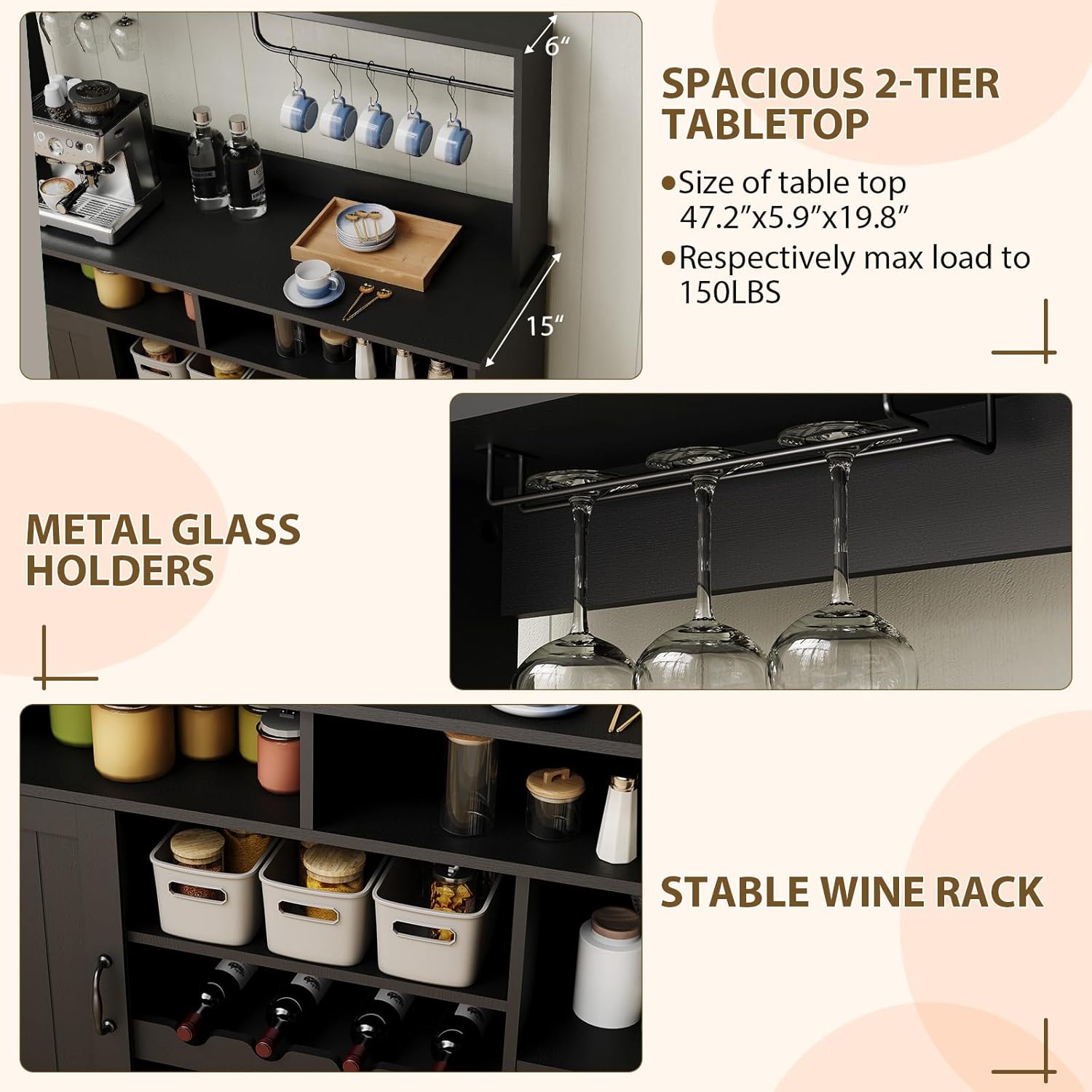 47 in Farmhouse Coffee Bar Cab - Home Bar And Cabinet recension och pris