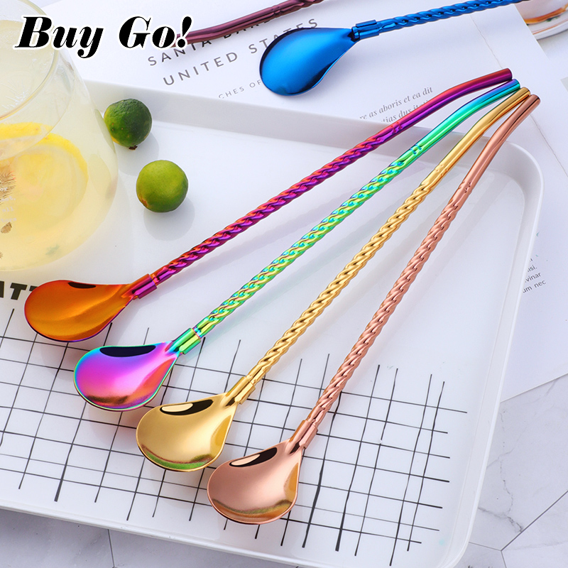 1PC Long Big Twisted Straw Spo - Bar Spoon Twisted recension och pris