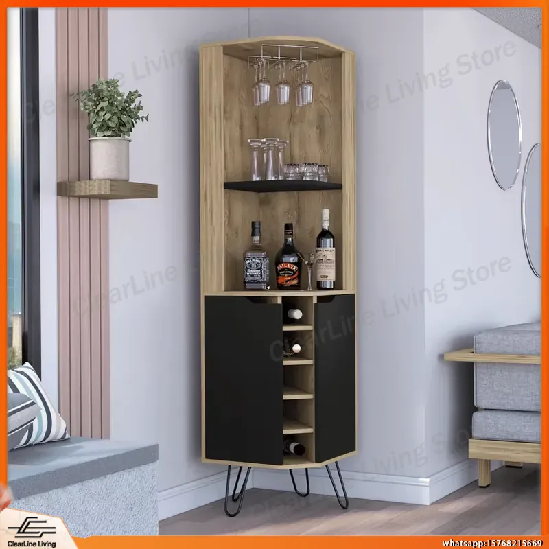 Corner Bar Cabinet with 6 Buil - Home Bar Shelf recension och pris