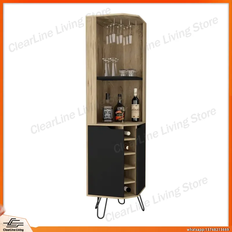 Corner Bar Cabinet with 6 Buil - Home Bar Shelf recension och pris