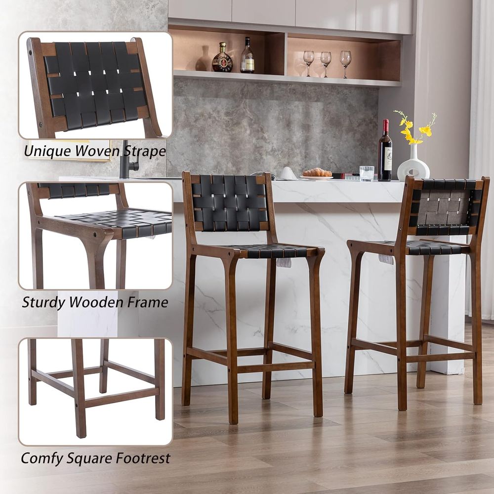 Set of 2 Wooden Bar Stools, Bl - Home Bar Stools recension och pris