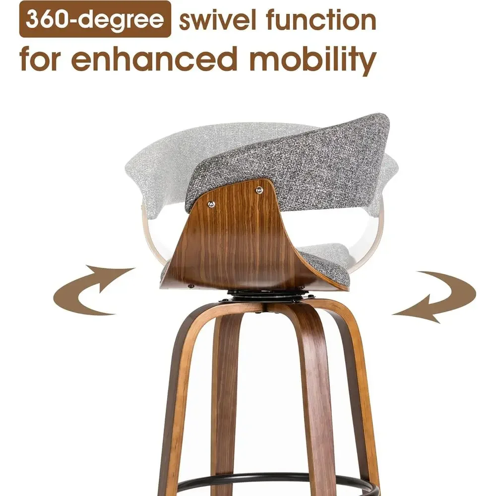 Set of 2 Gray Fabric Swivel Ba - Home Bar Stools recension och pris