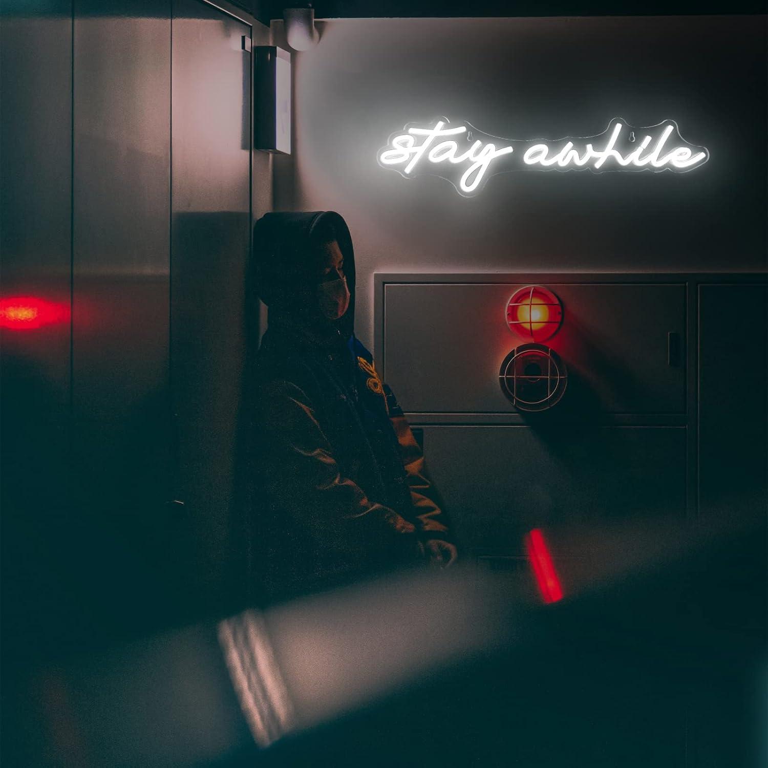 Stay Awhile Neon Signs USB Dim - Home Bar Signs recension och pris