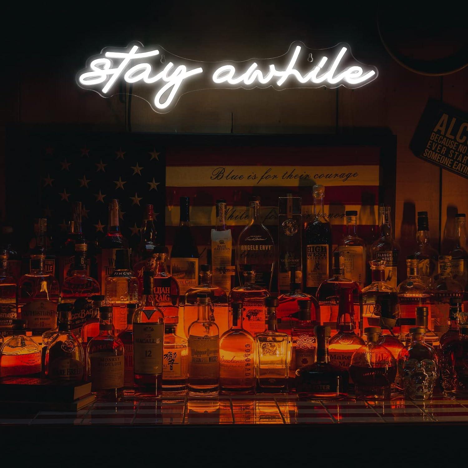 Stay Awhile Neon Signs USB Dim - Home Bar Signs recension och pris