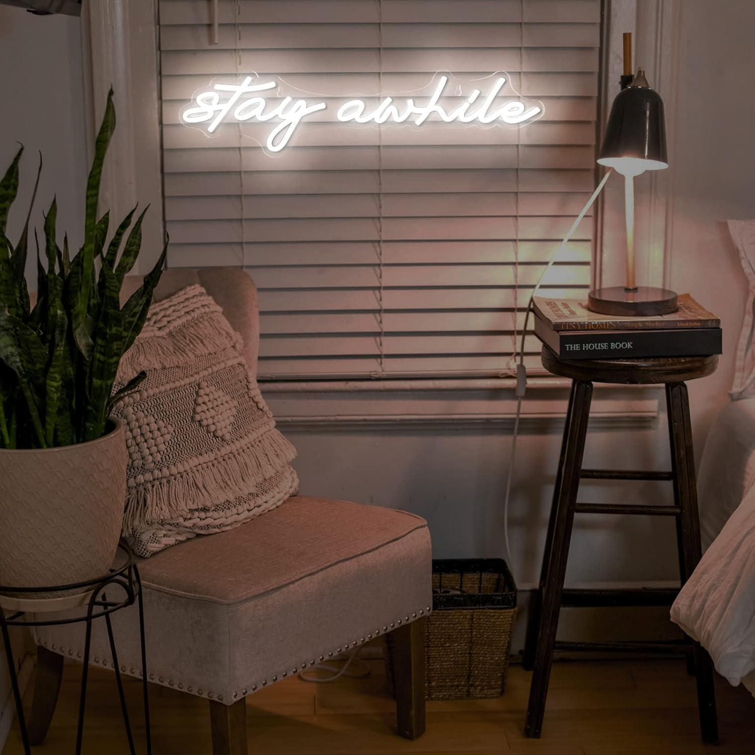 Stay Awhile Neon Signs USB Dim - Home Bar Signs recension och pris