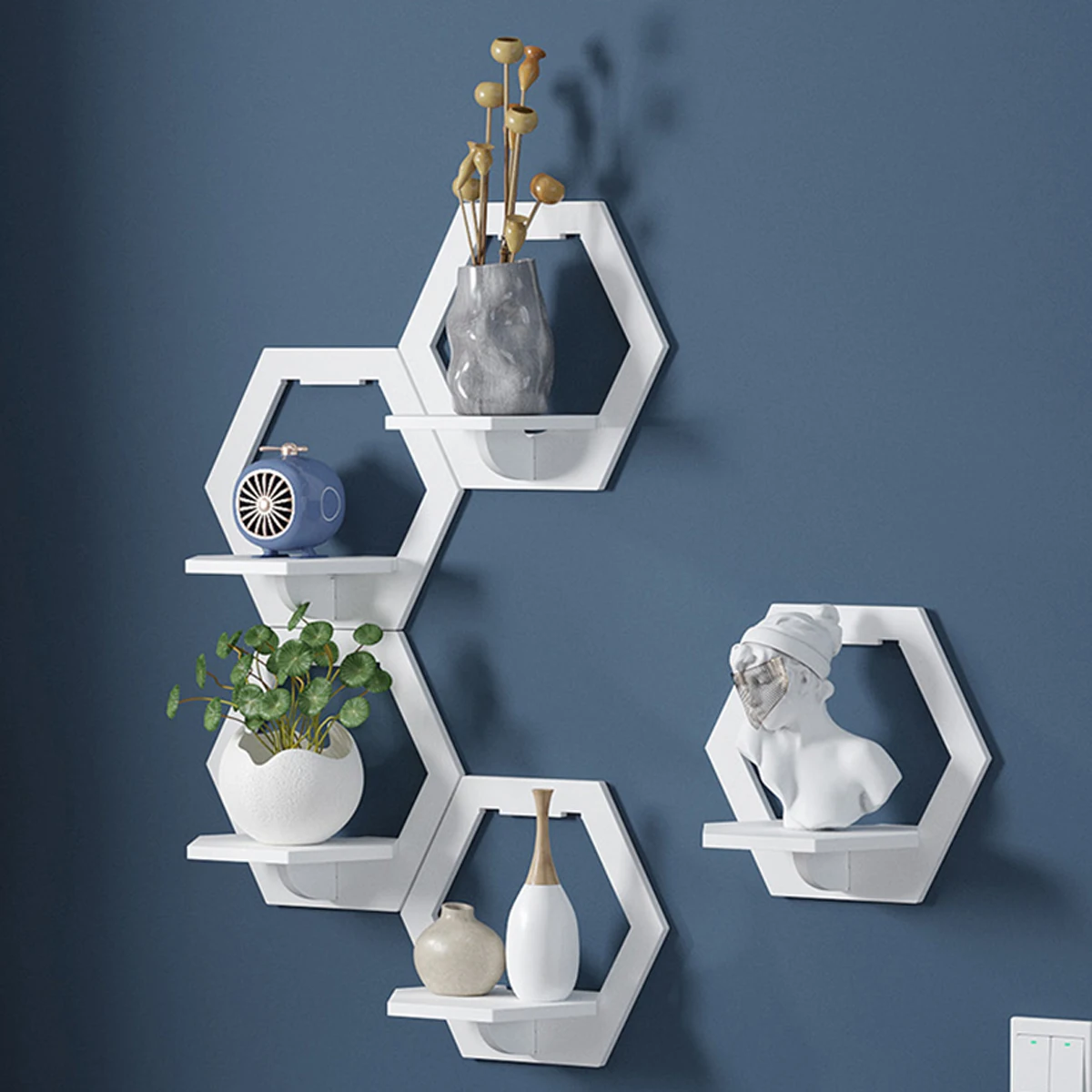 3Pcs Hexagon Wall Shelf Punch  - Home Bar Shelf recension och pris