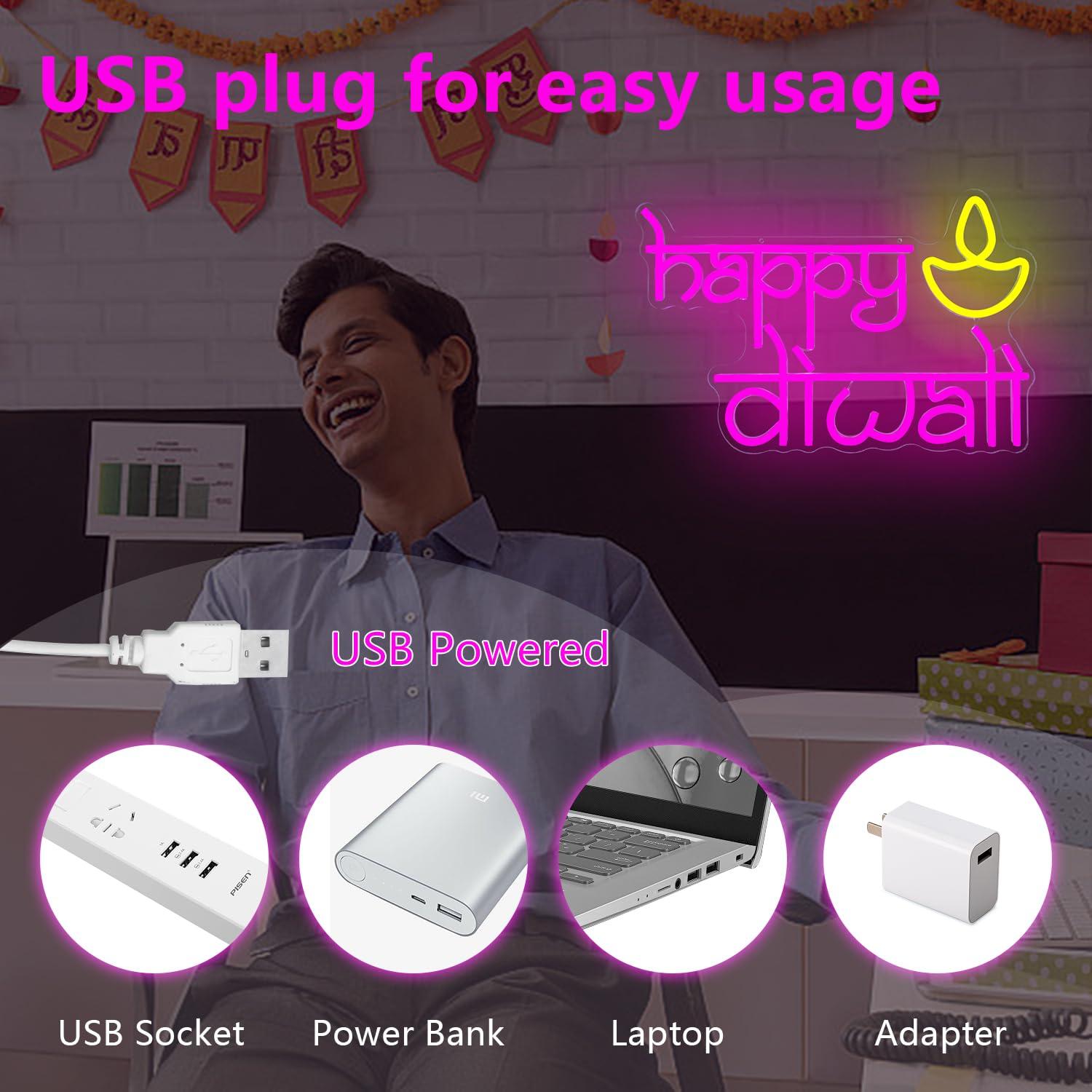 Happy Diwali Neon Sign USB Pow - Home Bar Signs recension och pris