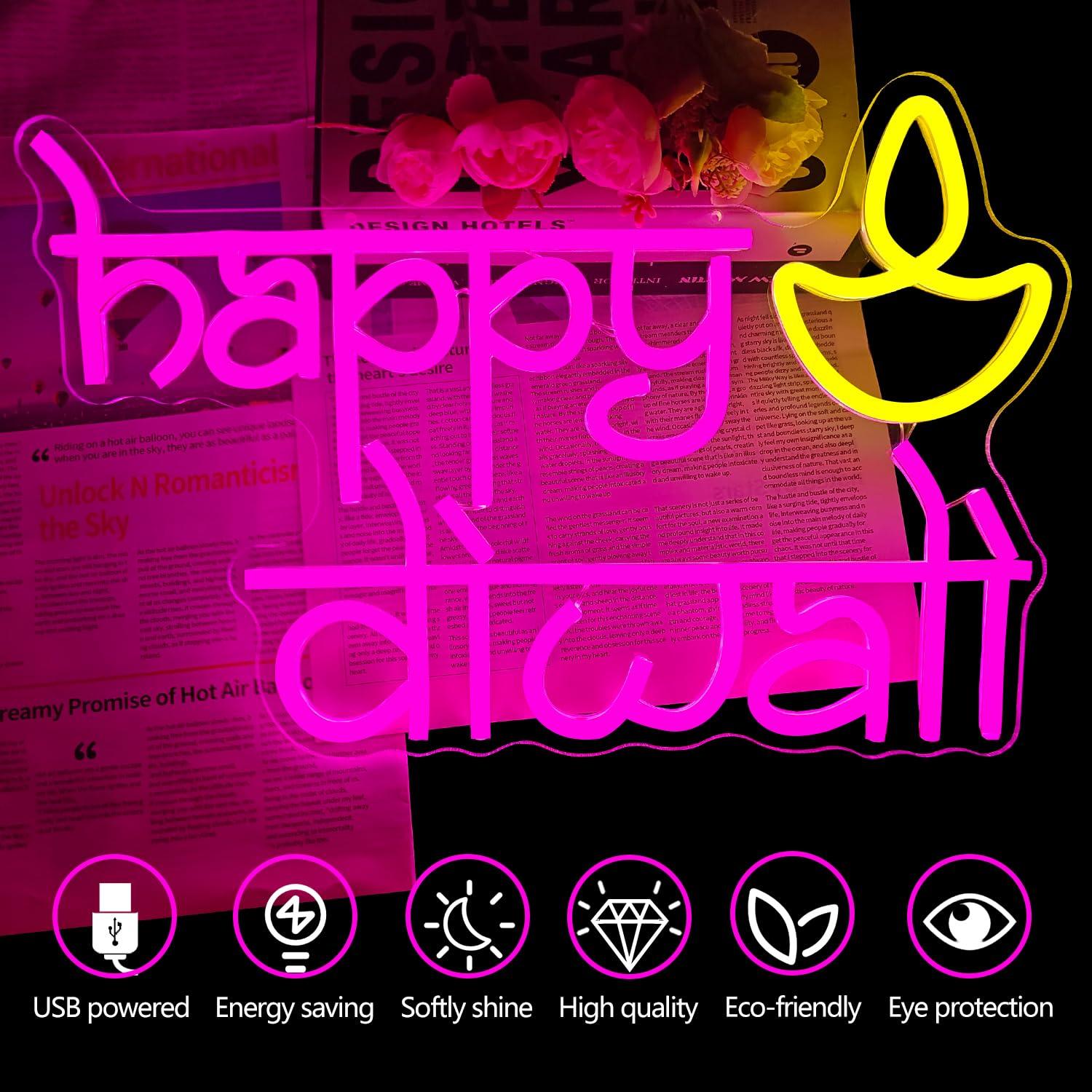 Happy Diwali Neon Sign USB Pow - Home Bar Signs recension och pris