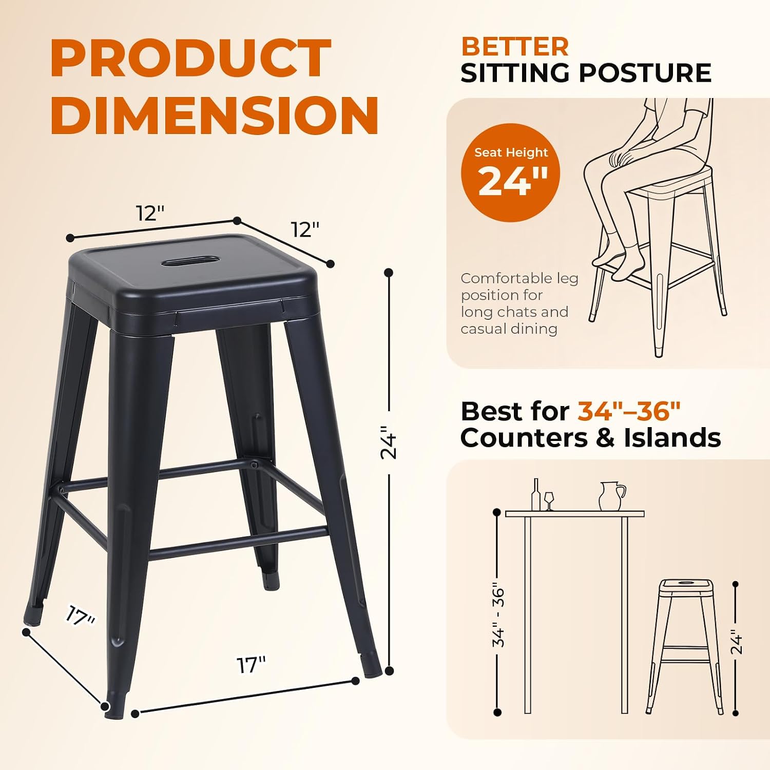 Midnight Black Metal Counter H - Home Bar Seating recension och pris
