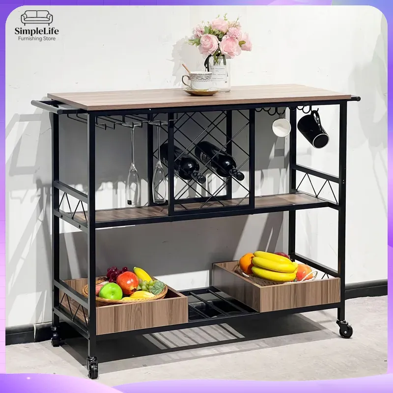 Multifunctional Kitchen Cart w - Home Bar Shelf recension och pris