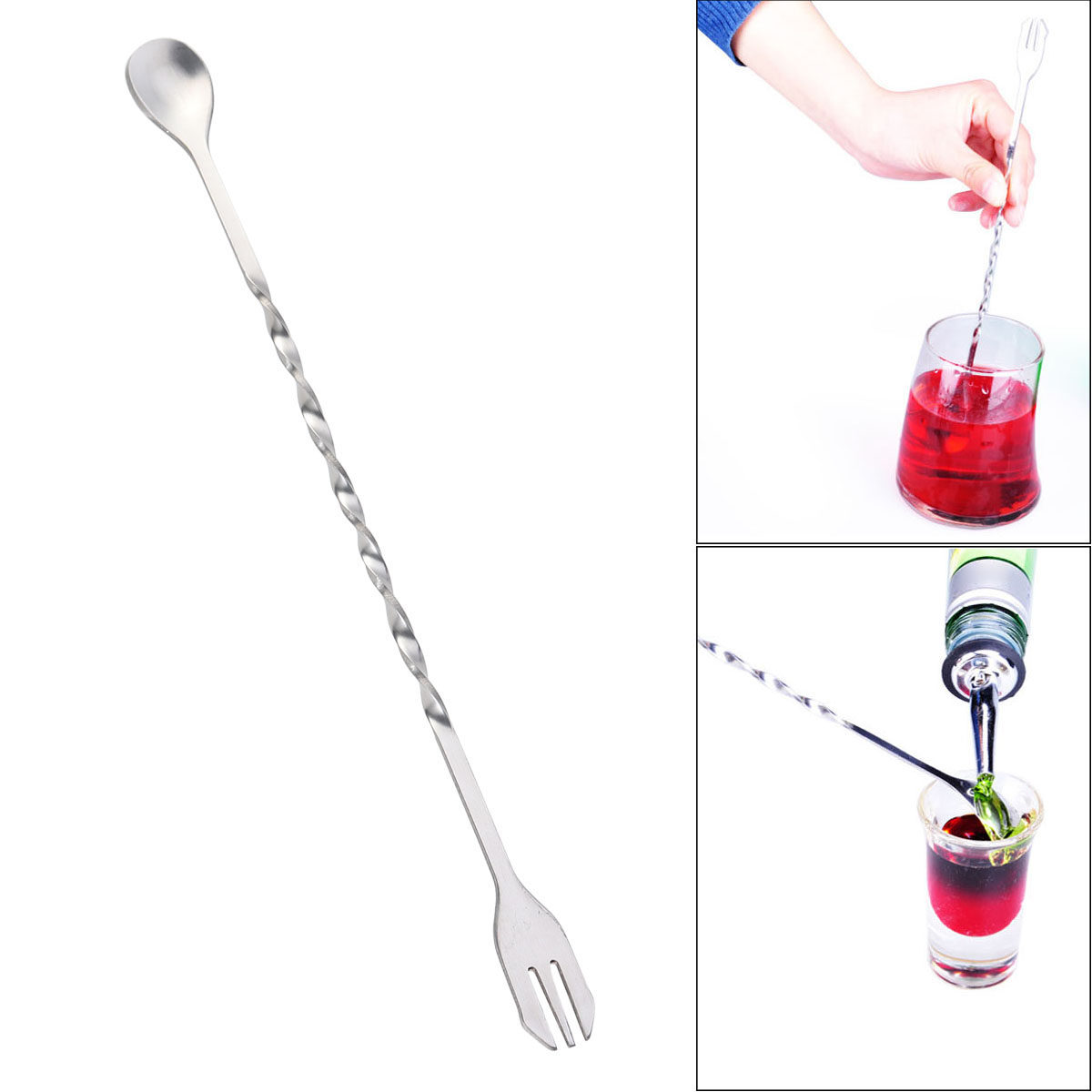 304 Stainless Steel Cocktail T - Bar Spoon Twisted recension och pris