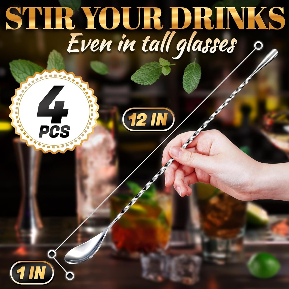 4 Pcs Bar Spoon Set, 12