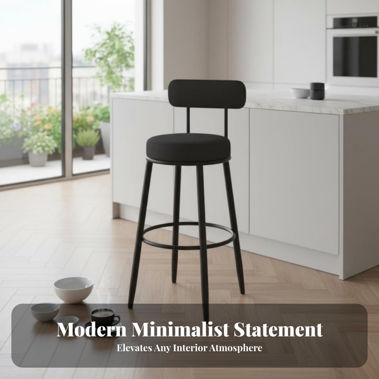 Upholstered Stool with Low Rea - Home Bar Seating recension och pris