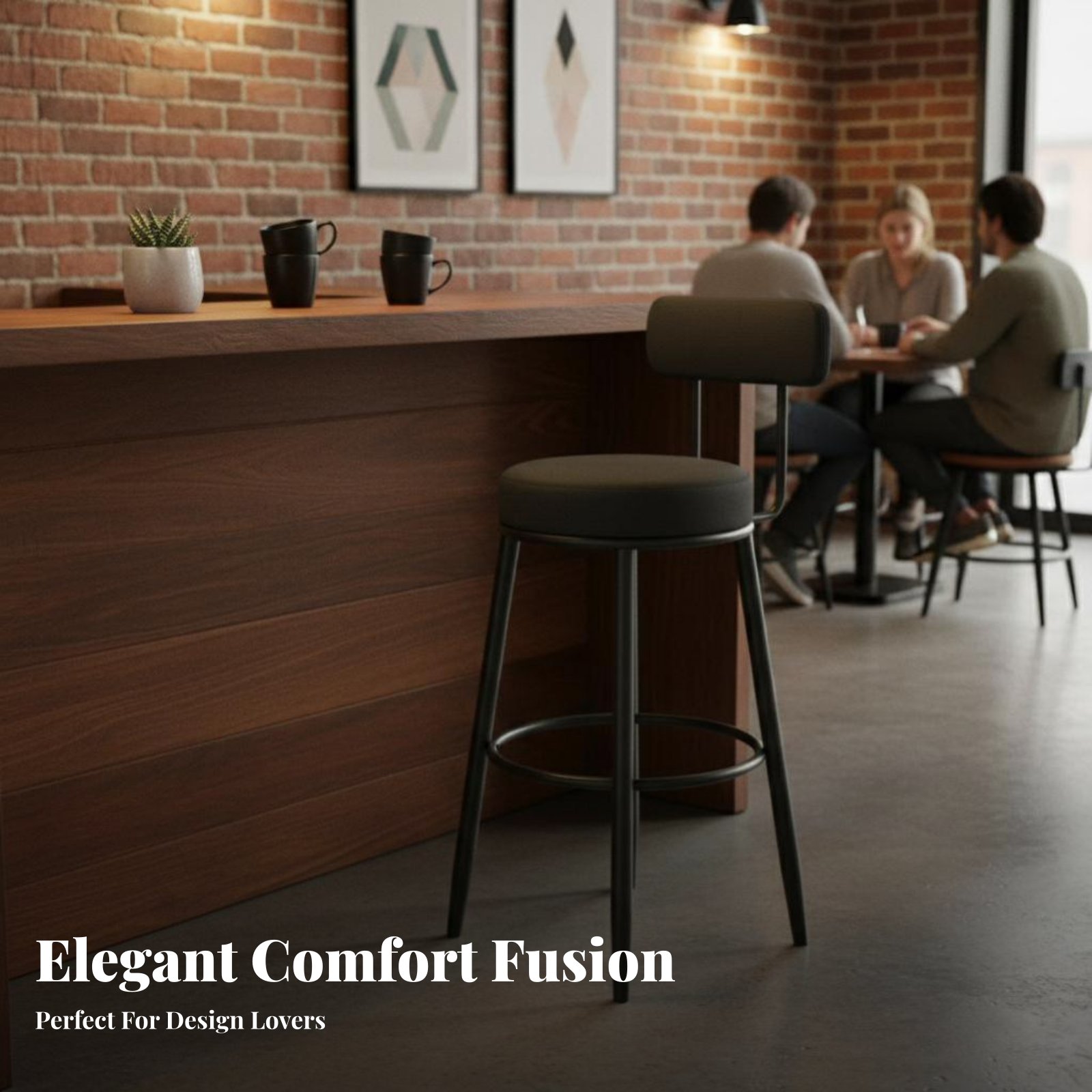 Upholstered Stool with Low Rea - Home Bar Seating recension och pris