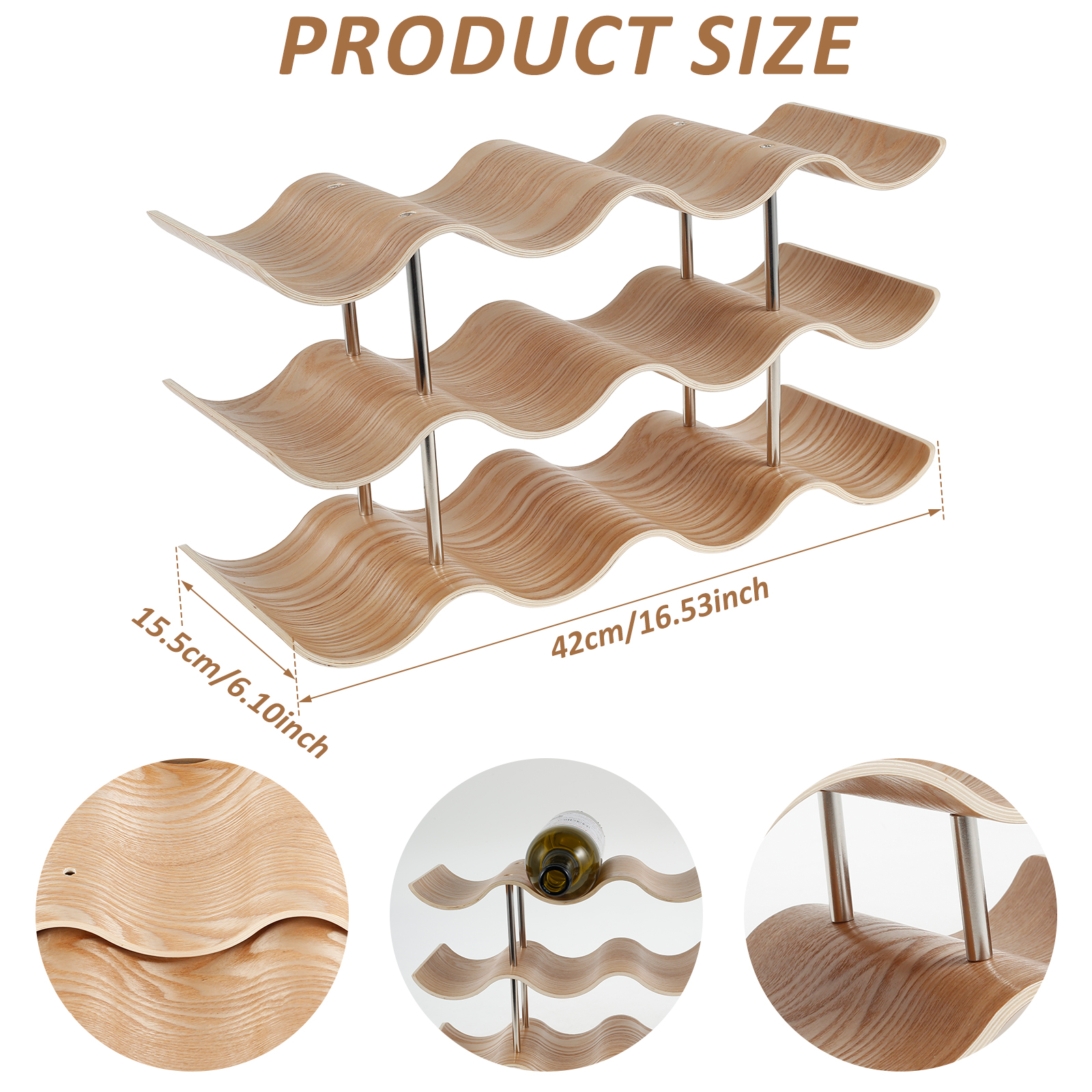 2/3-Tier Wooden Wine Rack Wavy - Home Bar And Cabinet recension och pris
