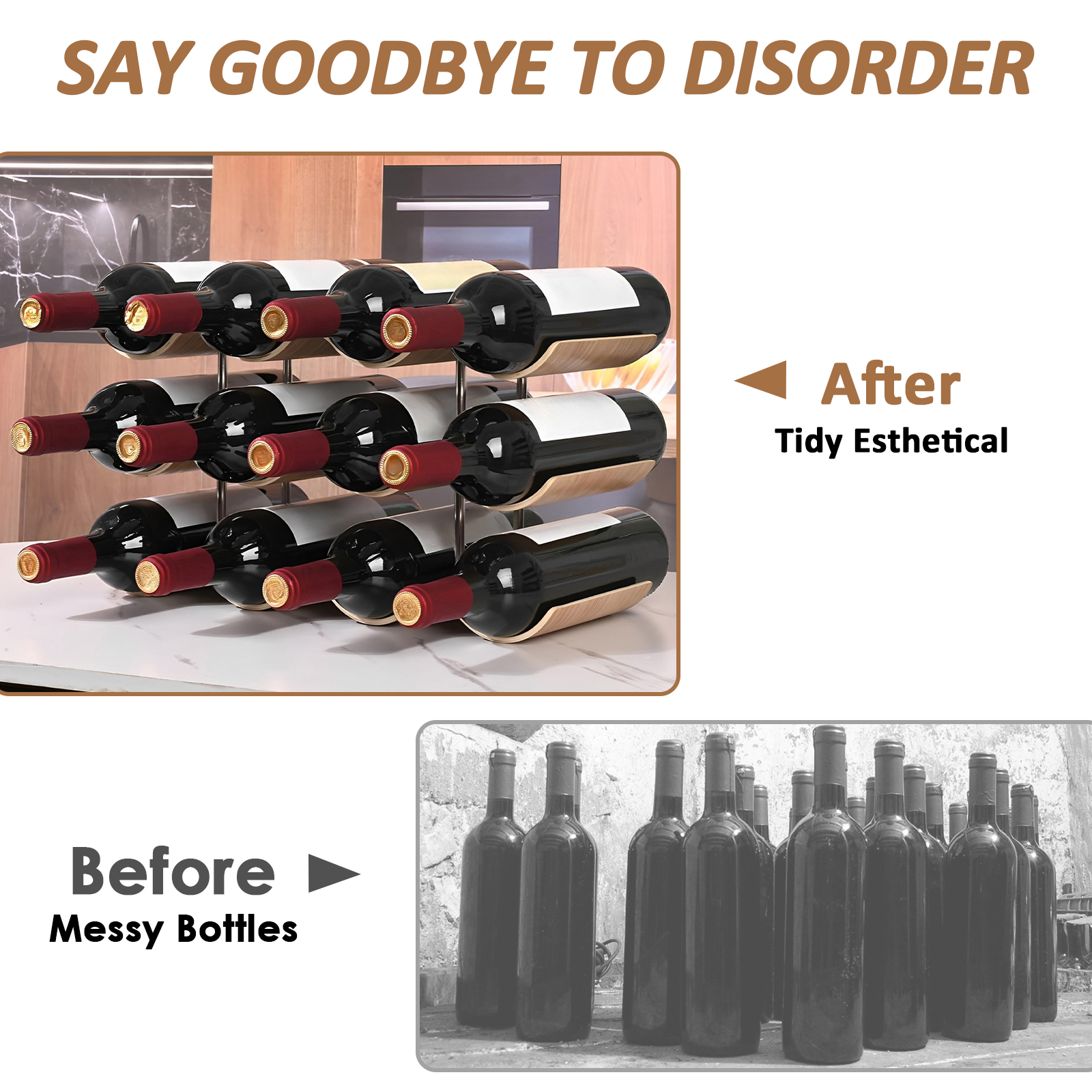 2/3-Tier Wooden Wine Rack Wavy - Home Bar And Cabinet recension och pris