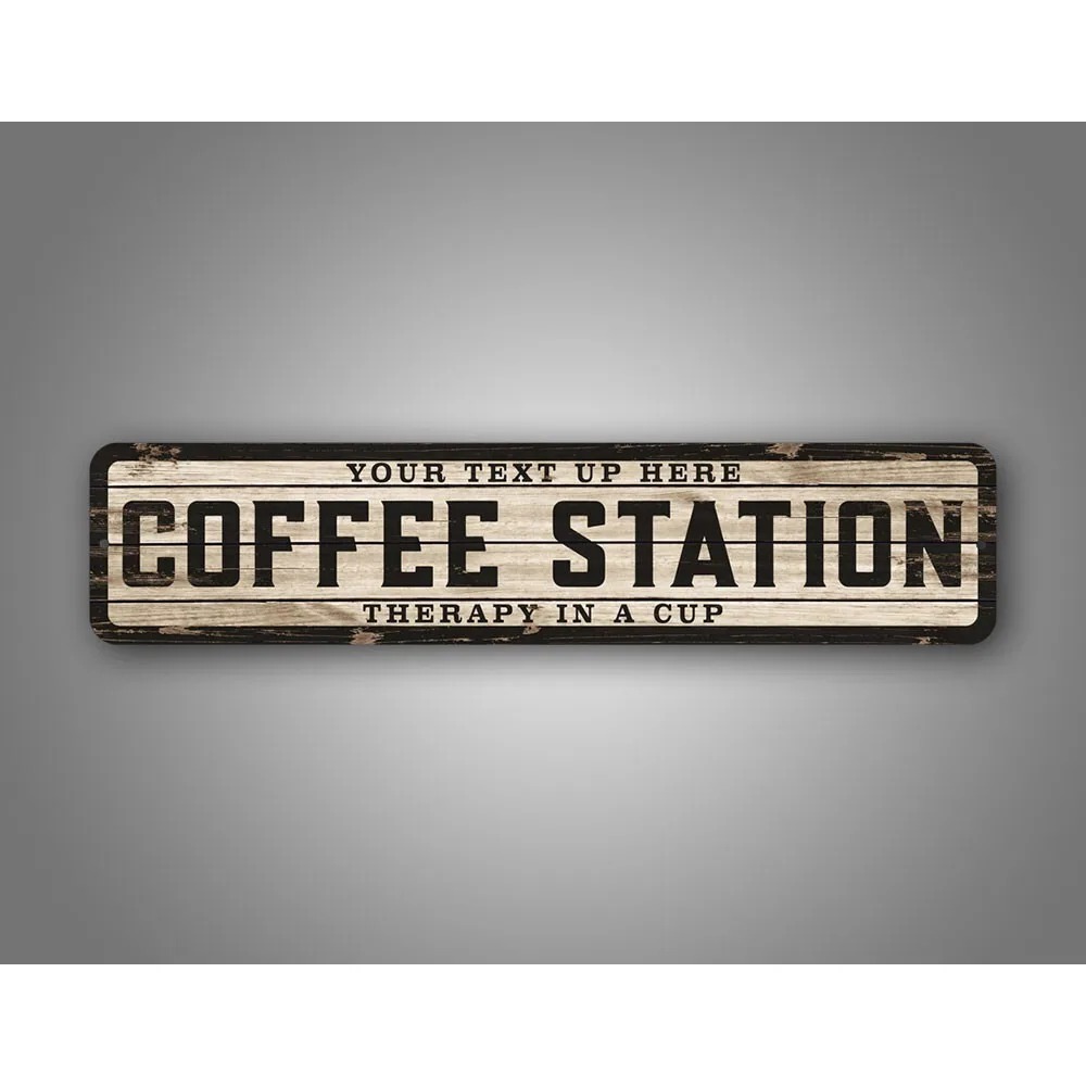 Custom Text Logo Weathered Woo - Home Bar And Coffee recension och pris