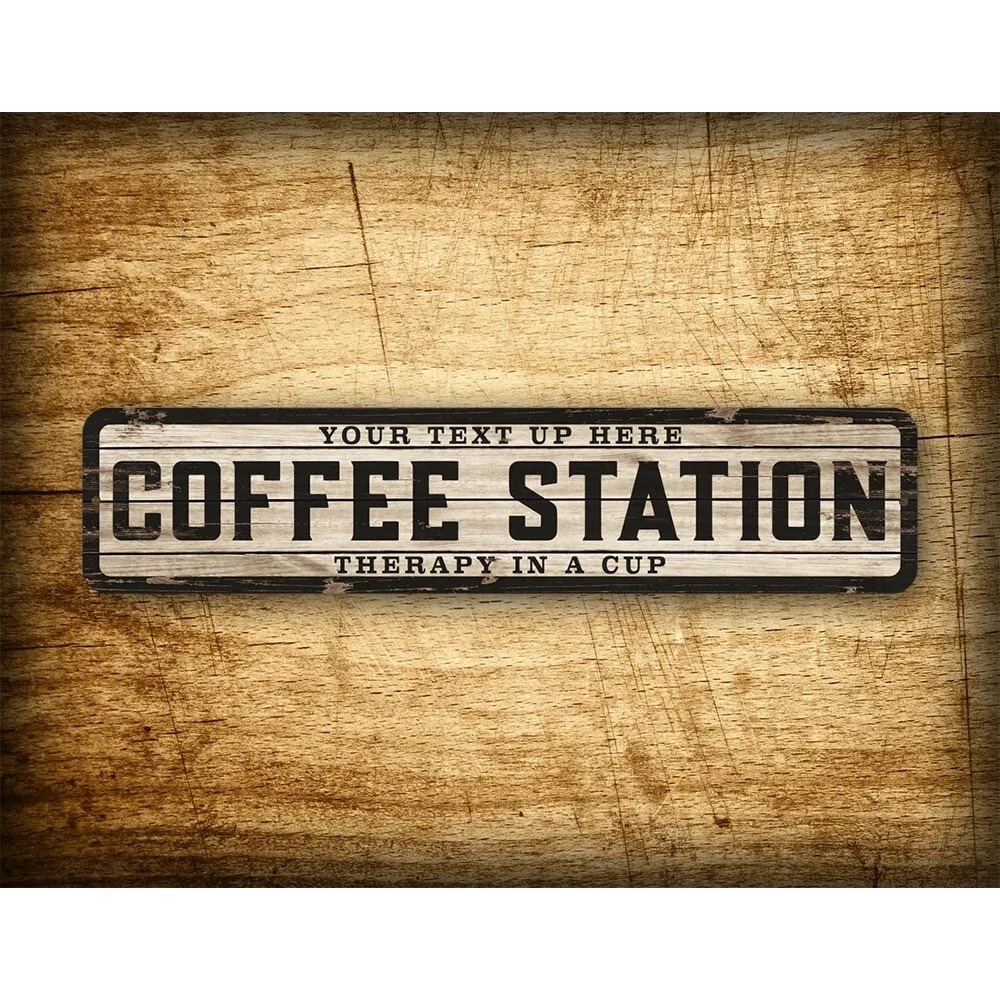 Custom Text Logo Weathered Woo - Home Bar And Coffee recension och pris