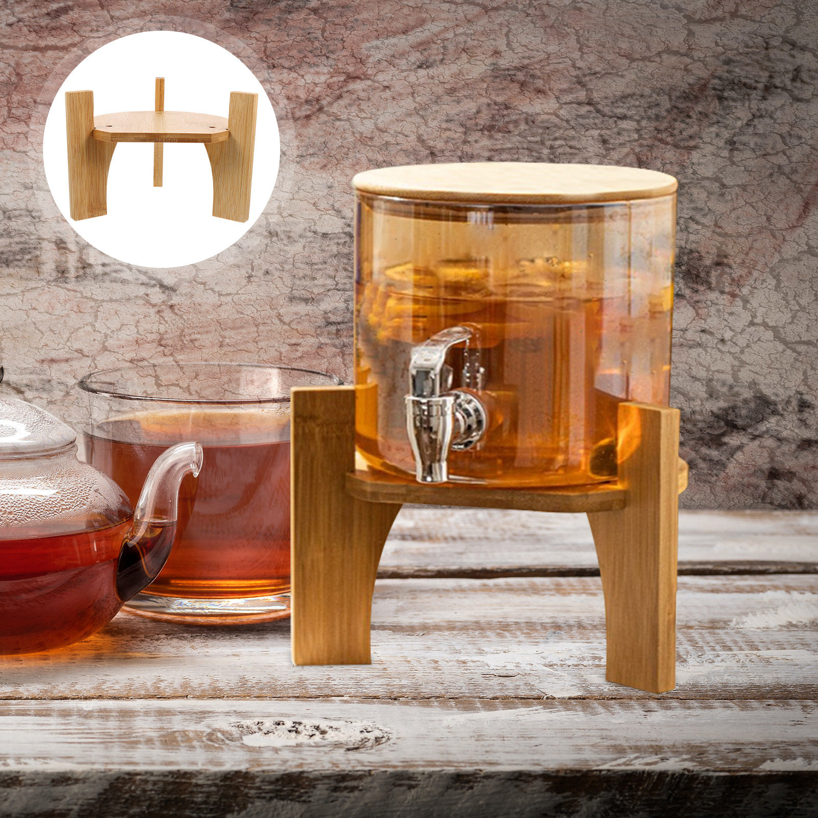 Stylish Wood Beverage Dispense - Home Bar Shelf recension och pris