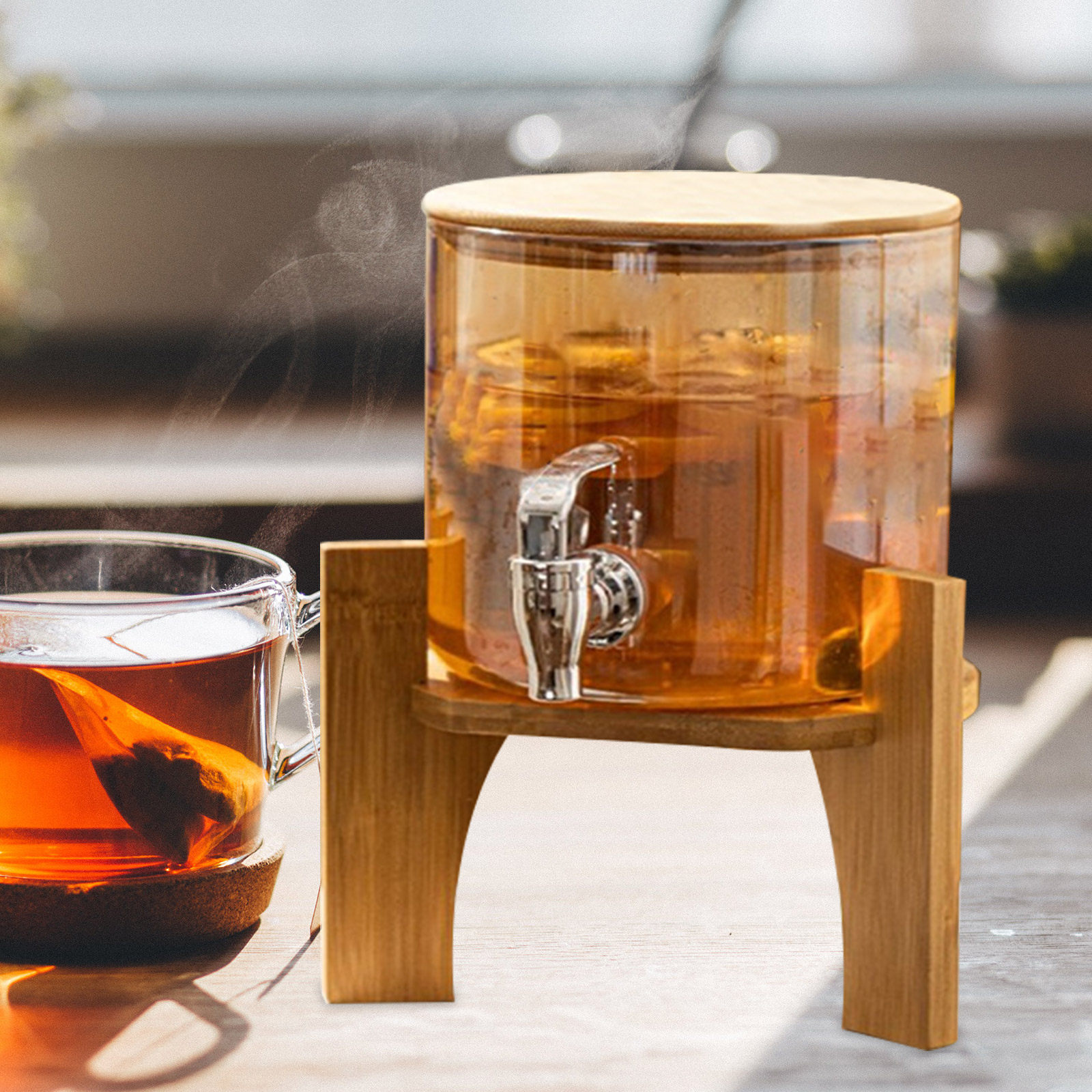 Stylish Wood Beverage Dispense - Home Bar Shelf recension och pris