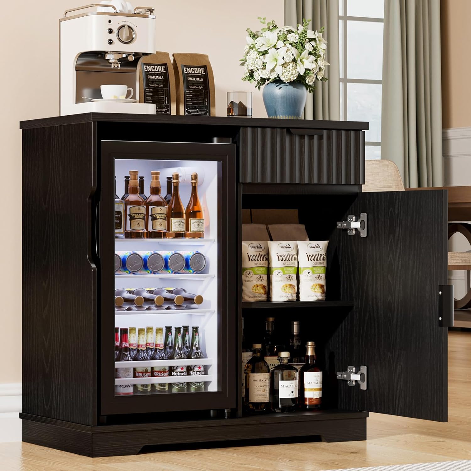Fluted Coffee Bar Cabinet with - Home Bar And Cabinet recension och pris
